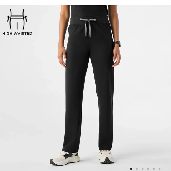 Figs High Waisted Black Women's Scrub Pants - Picture 1 of 3